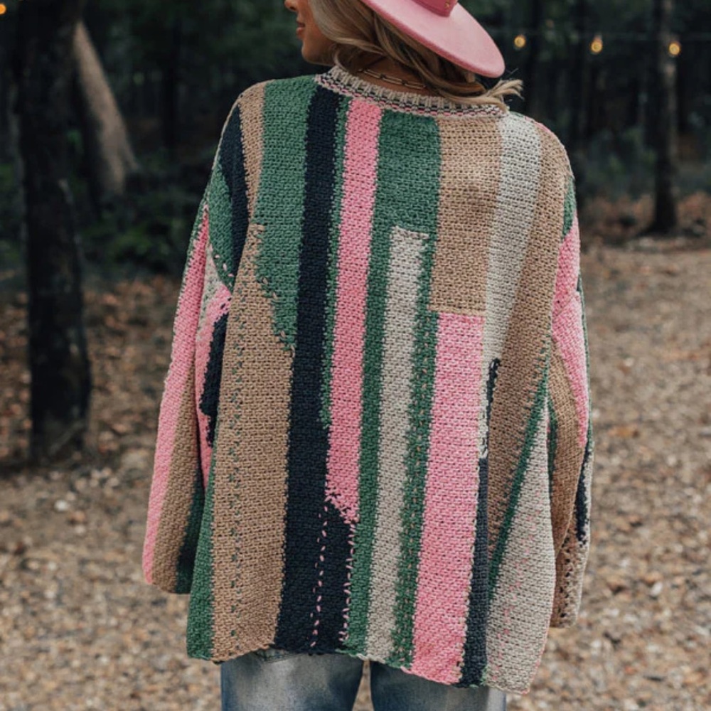 Super cute multi color knit sweater - size large